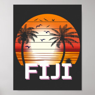 Fiji Vintage Handflatan Träd Sommarbuss Poster