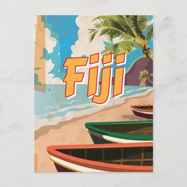 Fiji Vintage reseaffisch Vykort (Framsida)