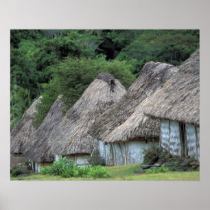 Fiji, Viti, traditionella huthus. Poster