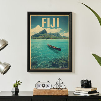 Fiji Waters – Retro Ocean Escape Resa Poster