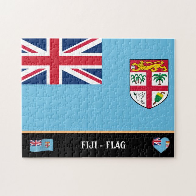 Fijian Flagga & Fijian land / Fijiöarna Pussel (Horisontell)