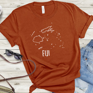 Fijian Outline Shape Fiji Land Karta Gräns T Shirt