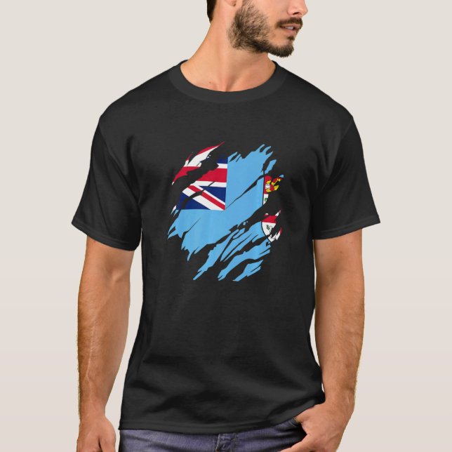 Fijians Flagga Fiji T Shirt (Framsida)