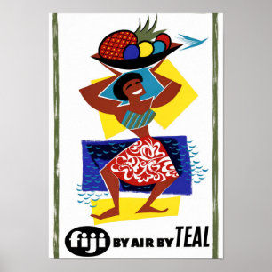 Fijiansk återställd vintage resoraffisch poster