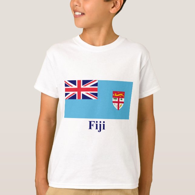 Fijiansk flagga med namn t-shirt (Framsida)