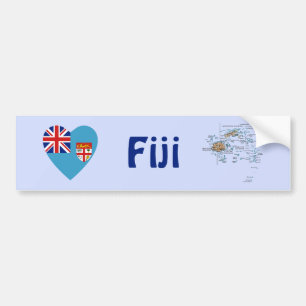 Fijiansk flaggahjärta + Kartabildekal Bildekal