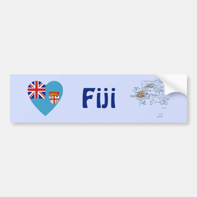 Fijiansk flaggahjärta + Kartabildekal Bildekal (Framsidan)