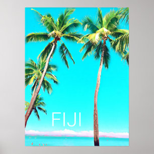 Fijianska tropiska kokosnötpalmträd reser trycket poster