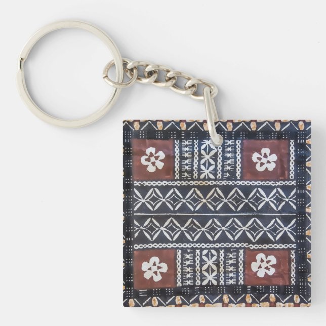Fijianskt Tapatrasatryck Keychain (Framsidan)