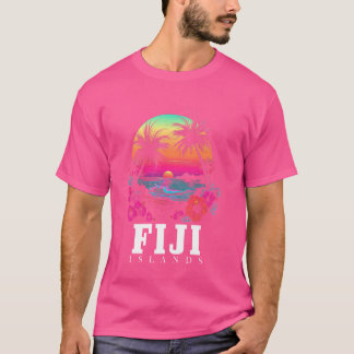 Fijiöarna Hibiscus Flowers Beach Surfer Souveni T Shirt