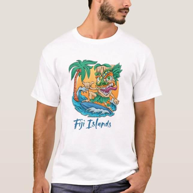 Fijiöarna Vacation Surfing Beach Resa Handflatan T T Shirt (Framsida)
