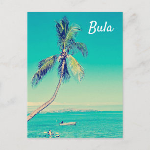 Fijiöarnas vintage coconut handflatan träd resa vykort