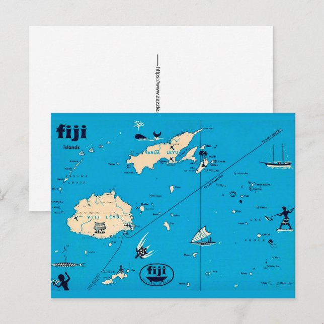 Fijiöarnas vykort (Fram/baksida)