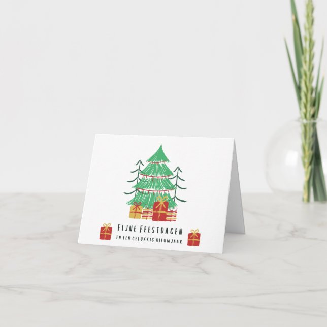 Fijne Feestdagen (kerstkaart) Nederländska julen Kort (Framsida)