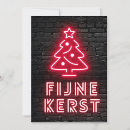 Fijne Kerst Rood Neon Kerstmis Julafton Julkort