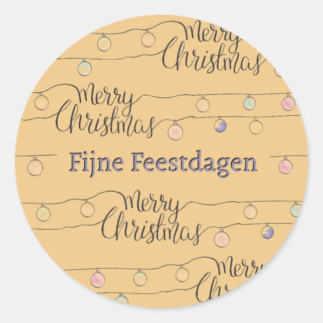 Fijne Kerstdagen kerst sticker Runt Klistermärke (Framsida)