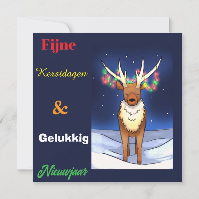 Fijne kerstdagen, Reindeer , rendier, Rudolf Julkort (Framsida)