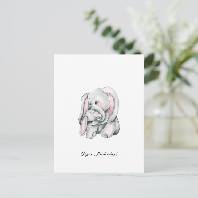 Fijne Moederdag Mama Moeder Liefde Olifanten Kaart Vykort (Stående Fram)
