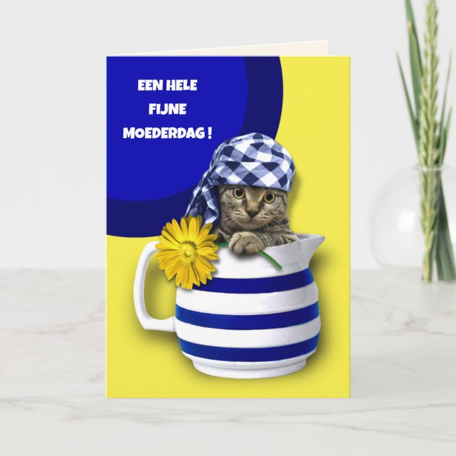 Fijne Moederdag. Mors dag Card på nederländska Kort (Framsida)