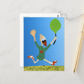 Fijne verjaardag eend hardlopen met ballon grappig vykort