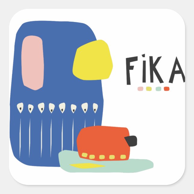 Fika Déco Square Sticker Fyrkantigt Klistermärke (Framsida)