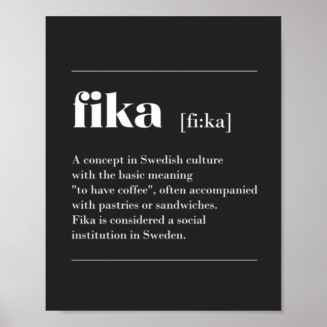 Fika-definition av kaffebrytningen från Sverige T- Poster (Framsidan)