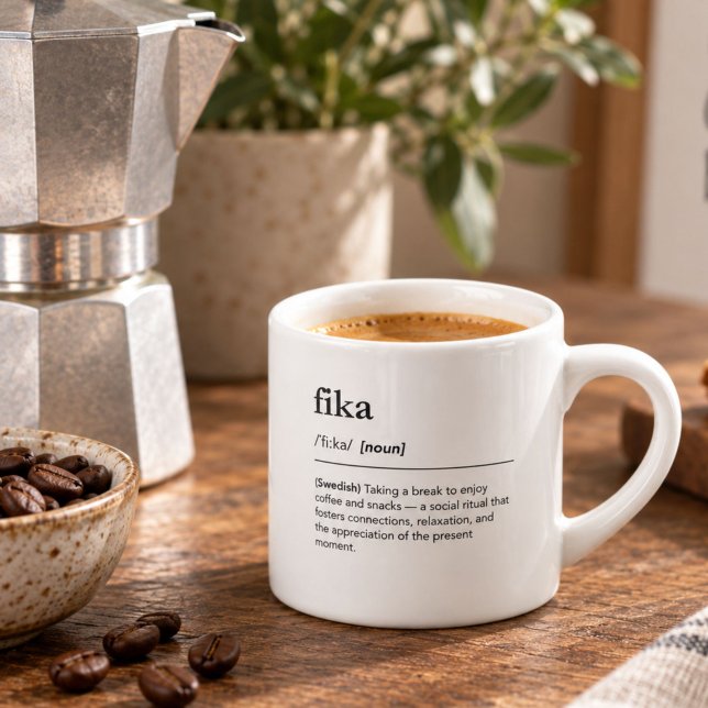 Fika definition svensk kafferast modern espressomugg (Skapare uppladdad)