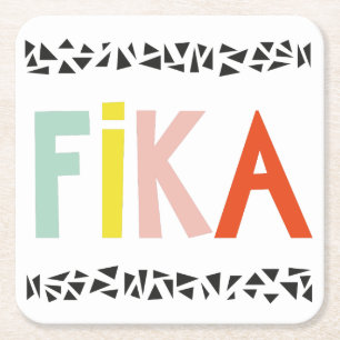 Fika Färg Black Underlägg Papper Kvadrat