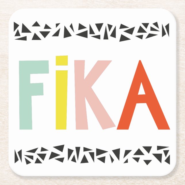 Fika Färg Black Underlägg Papper Kvadrat (Framsidan)