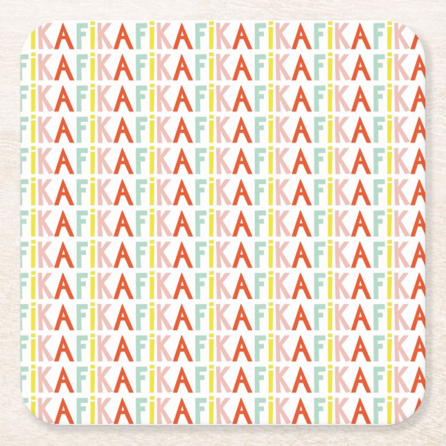 Fika Färg Papper Underlägg Kvadrat (Framsidan)