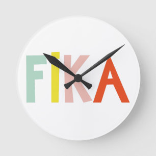 Fika Färg Wall Clock Rund Klocka
