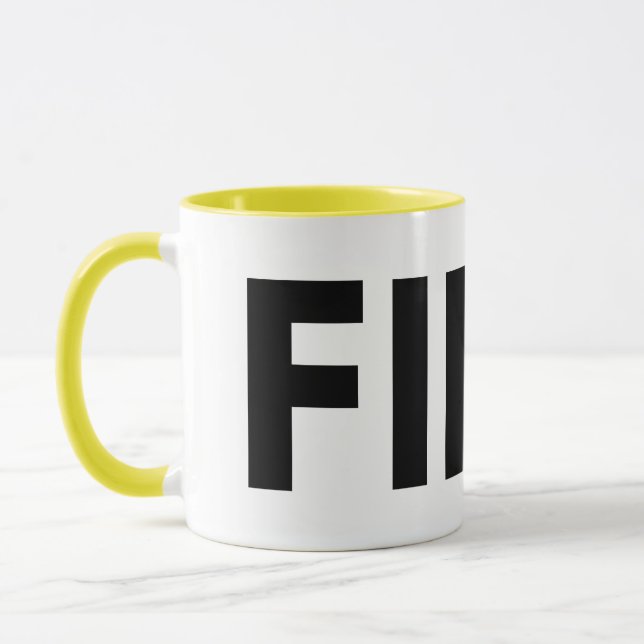 FIKA Fet Gult, Black and White Mugg (Vänster)