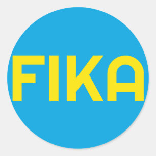 FIKA Fet Gult och Blue Runt Klistermärke