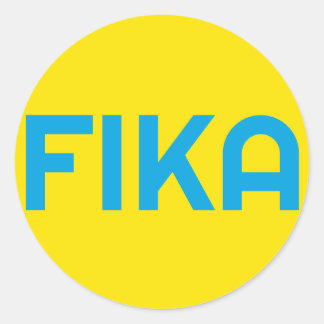 FIKA Fet Gult och Blue Runt Klistermärke