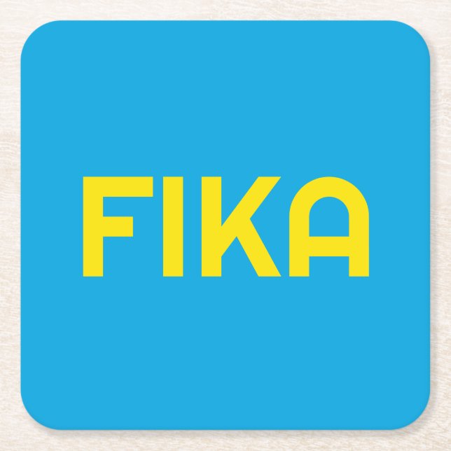 FIKA Fet Gult och Blue Underlägg Papper Kvadrat (Framsidan)