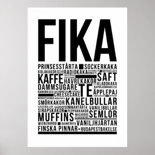 Fika-godis för sötkaffe Typografi Poster