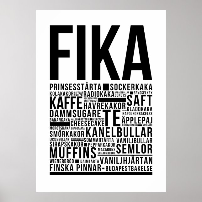 Fika-godis för sötkaffe Typografi Poster (Framsidan)