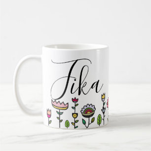 Fika i den lyckliga trädgården kaffemugg
