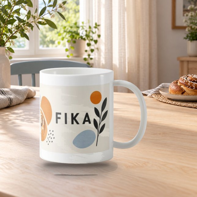 Fika-paus skandinavisk kaffemugg (Fika Pause Scandinavian Coffee Mug — refined lighting and contact shadows. Digital lifestyle preview.)