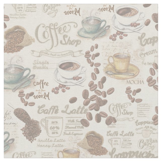 Fika svensk traditionell kafferepetering Fabric Tyg (Närbild)