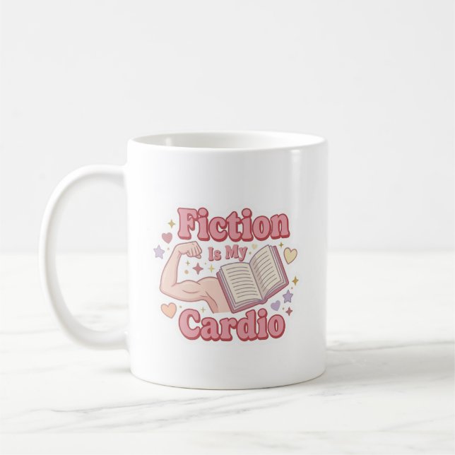 Fiktion är min kondition - bokälskare läser kaffemugg (Vänster)