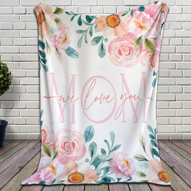 Fil för Mamma Rosa Peony Blommor | Vi älskar dig  Fleecefilt (Skapare uppladdad)