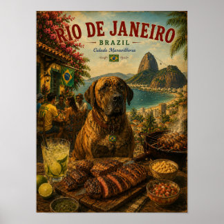 Fila Brasileiro i Rio de Janeiro Vintage Resa Poster