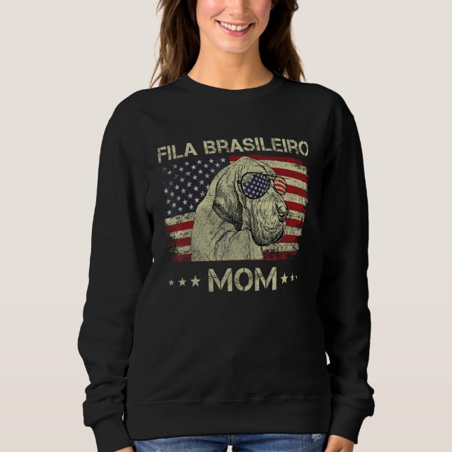 Fila Brasileiro Mom Dog  American Flag 4th Of July T Shirt (Framsida)