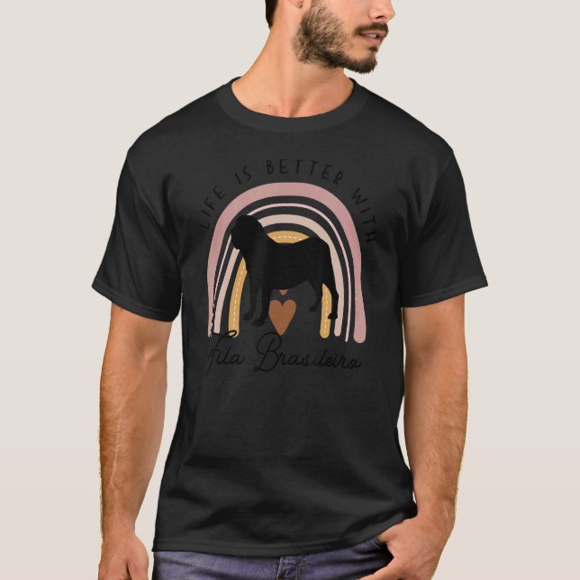 Fila Brasileiro Rainbow Hund Mamma T Shirt (Framsida)