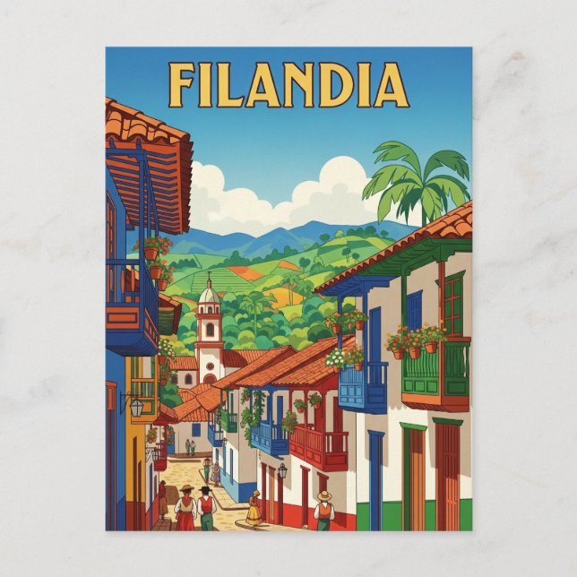 Filandia Colombia Travel Vykort (Framsida)