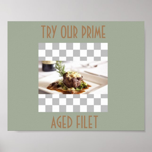 FILET MIGNON-AFFISCH MENY KONST POSTER (Framsidan)