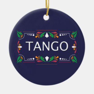 Fileteado Argentine Tango Blommigt om Blue Julgransprydnad Keramik