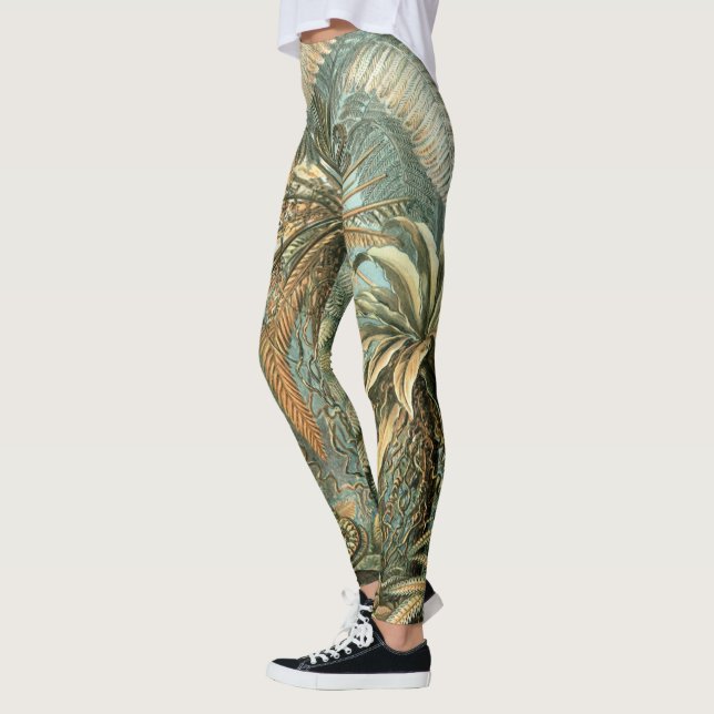 Filicinae av Ernst Haeckel, Vintage ormbunksväxter Leggings (Vänster)