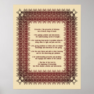 Filigree Bibeltext Sprüche Kapitel 1 : 1-7 Poster